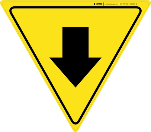 Down Arrow Yield - Floor Sign